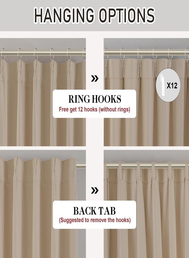 DONREN Sand Pinch Pleated Blackout Curtains with Hooks - 104 inch Length Room Darkening Thermal Insulated Window Curtain Panels for Living Room Bedroom 2 Panel 40" Wx104 L - Image 3